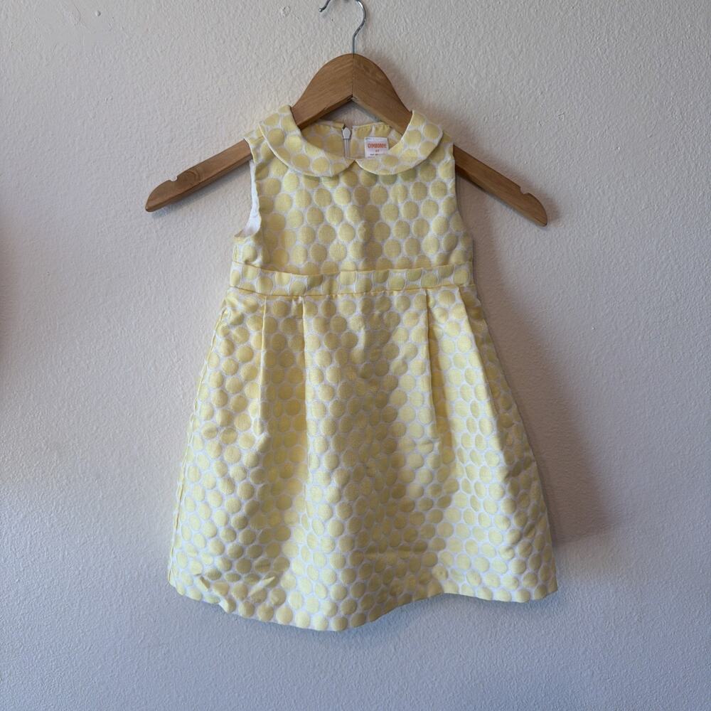 Gymboree 3T Marina Party Yellow Polka Dot Peter Pan Collar Dress Retro Coquette